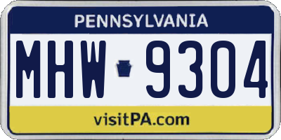 PA license plate MHW9304