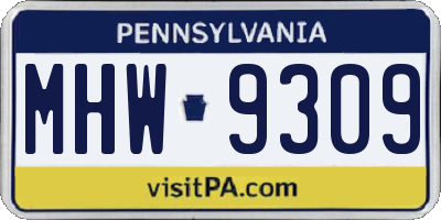 PA license plate MHW9309