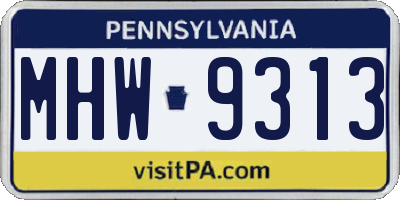 PA license plate MHW9313
