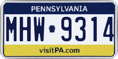 PA license plate MHW9314