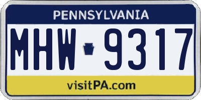 PA license plate MHW9317