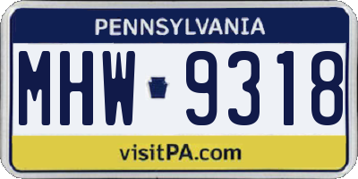 PA license plate MHW9318