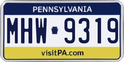 PA license plate MHW9319