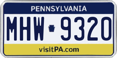 PA license plate MHW9320