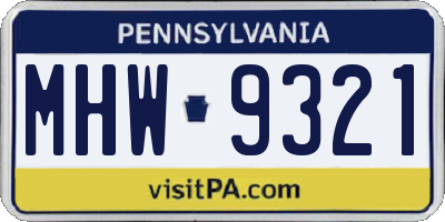 PA license plate MHW9321