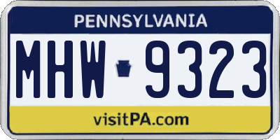 PA license plate MHW9323