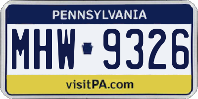 PA license plate MHW9326