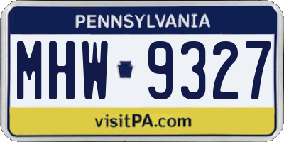 PA license plate MHW9327