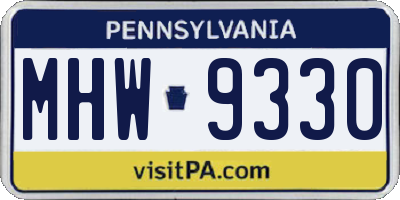 PA license plate MHW9330