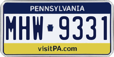 PA license plate MHW9331