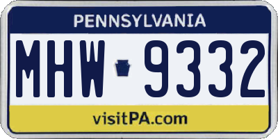 PA license plate MHW9332