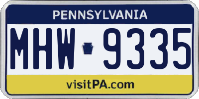 PA license plate MHW9335