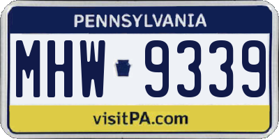 PA license plate MHW9339