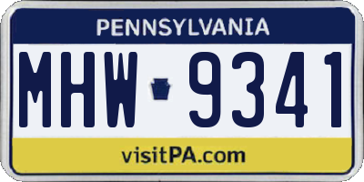 PA license plate MHW9341