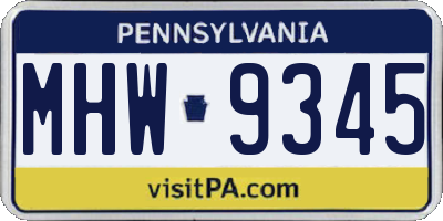 PA license plate MHW9345