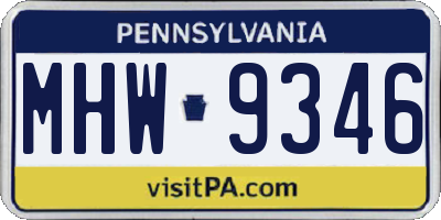 PA license plate MHW9346