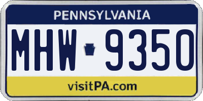 PA license plate MHW9350