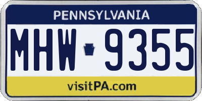 PA license plate MHW9355