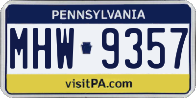 PA license plate MHW9357