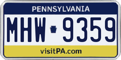 PA license plate MHW9359