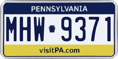 PA license plate MHW9371