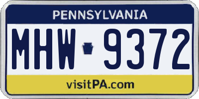PA license plate MHW9372