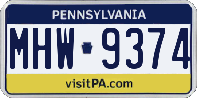 PA license plate MHW9374