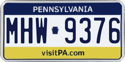 PA license plate MHW9376