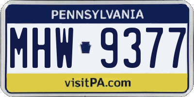PA license plate MHW9377