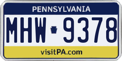 PA license plate MHW9378