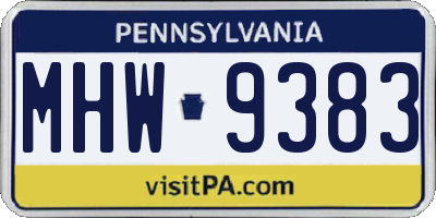 PA license plate MHW9383