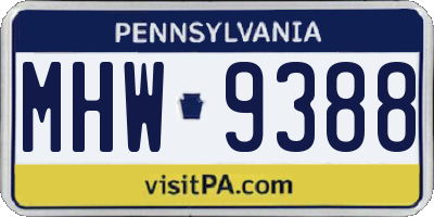 PA license plate MHW9388