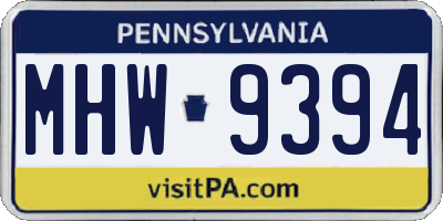 PA license plate MHW9394