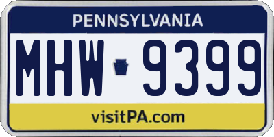 PA license plate MHW9399