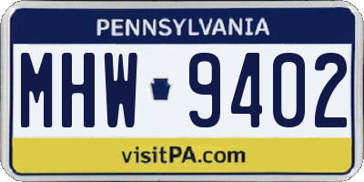 PA license plate MHW9402