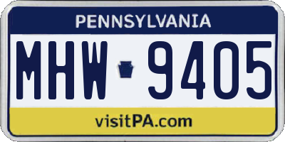 PA license plate MHW9405