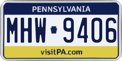 PA license plate MHW9406