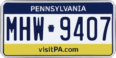 PA license plate MHW9407