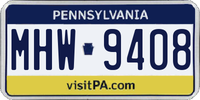 PA license plate MHW9408