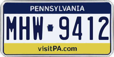 PA license plate MHW9412