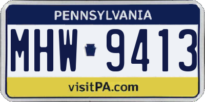 PA license plate MHW9413