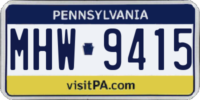 PA license plate MHW9415