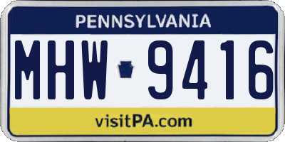 PA license plate MHW9416