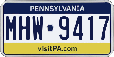 PA license plate MHW9417