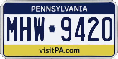 PA license plate MHW9420