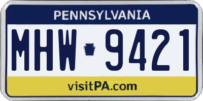 PA license plate MHW9421