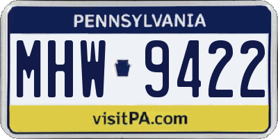 PA license plate MHW9422