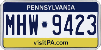 PA license plate MHW9423