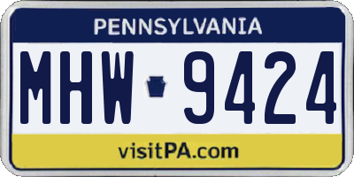 PA license plate MHW9424