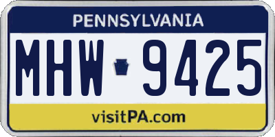 PA license plate MHW9425